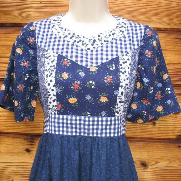 Vintage 70's Blue Prairie Dress - Picture 3 of 8